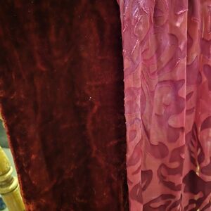 Velvet and Sheer Layered Scarf in Wine and Pink